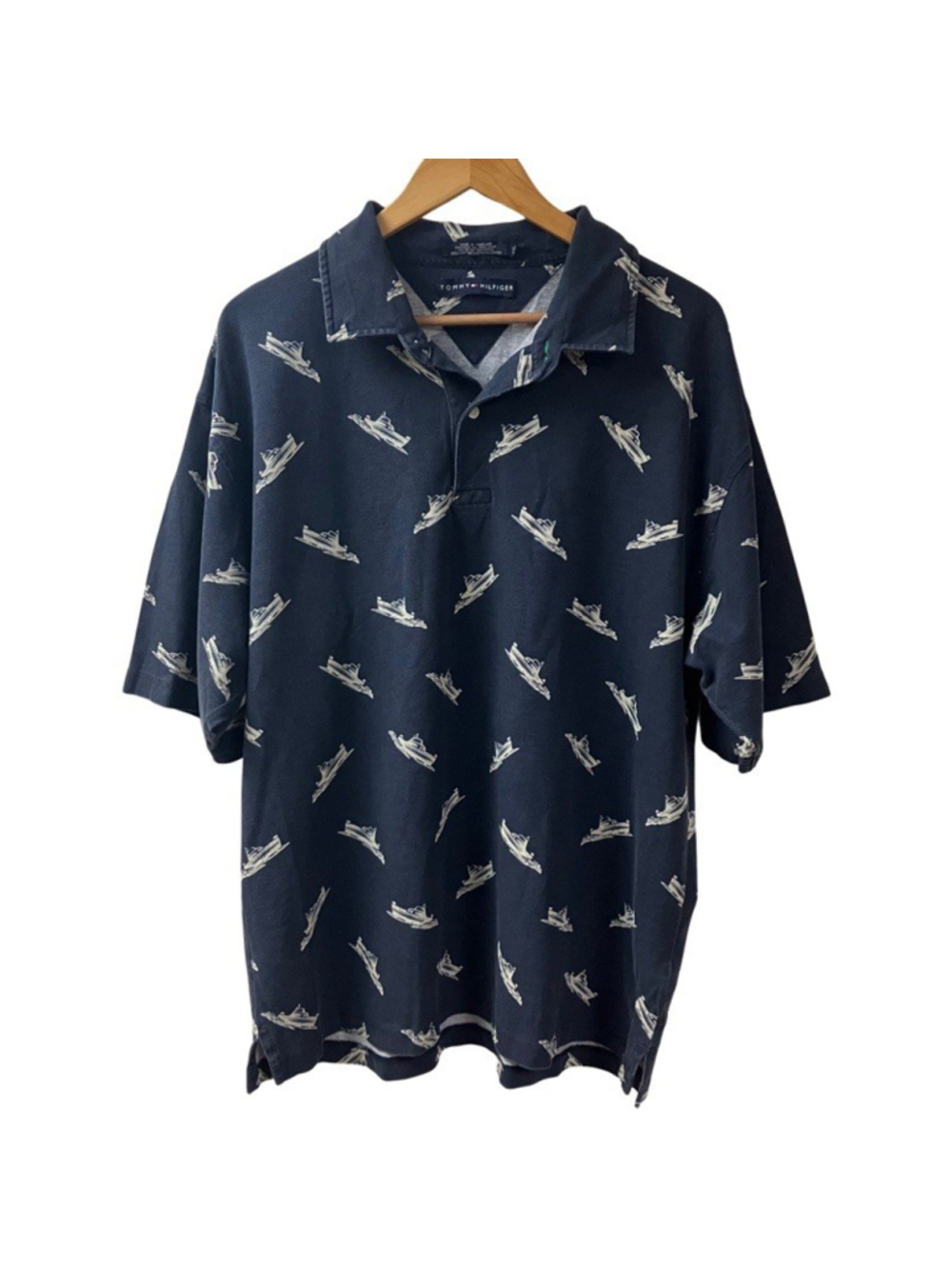 Vtg Y2K Nautical Coastal Tommy Hilfiger Men’s Yacht Boat Polo Shirt SZ XXL Navy